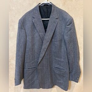 Tessuto Arona-Cessna Italian pure virgin wool Gray tweed Blazer size 58 long